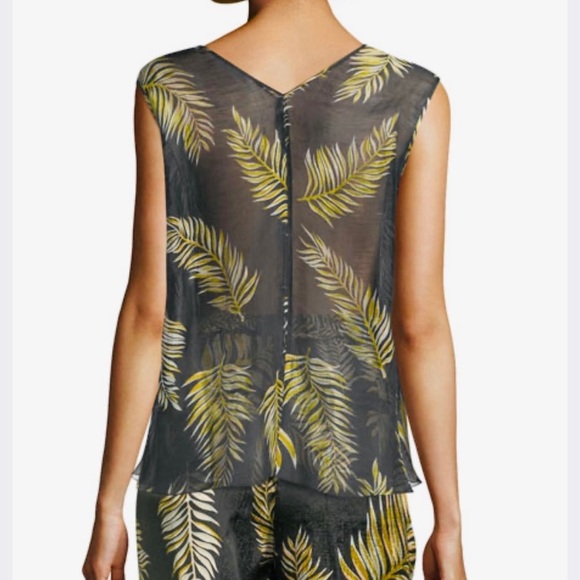 Forte forte 100% silk desert leaf print voile top in black and gold - Picture 2 of 14